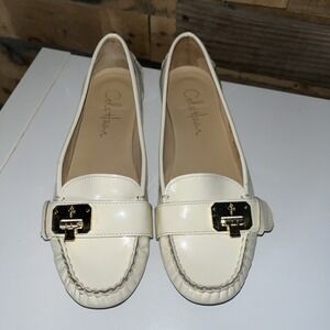 Cole Haan Women Shoes Air Talia Lock Moc Beige Loafers  Patent Leather SZ 6.5 B